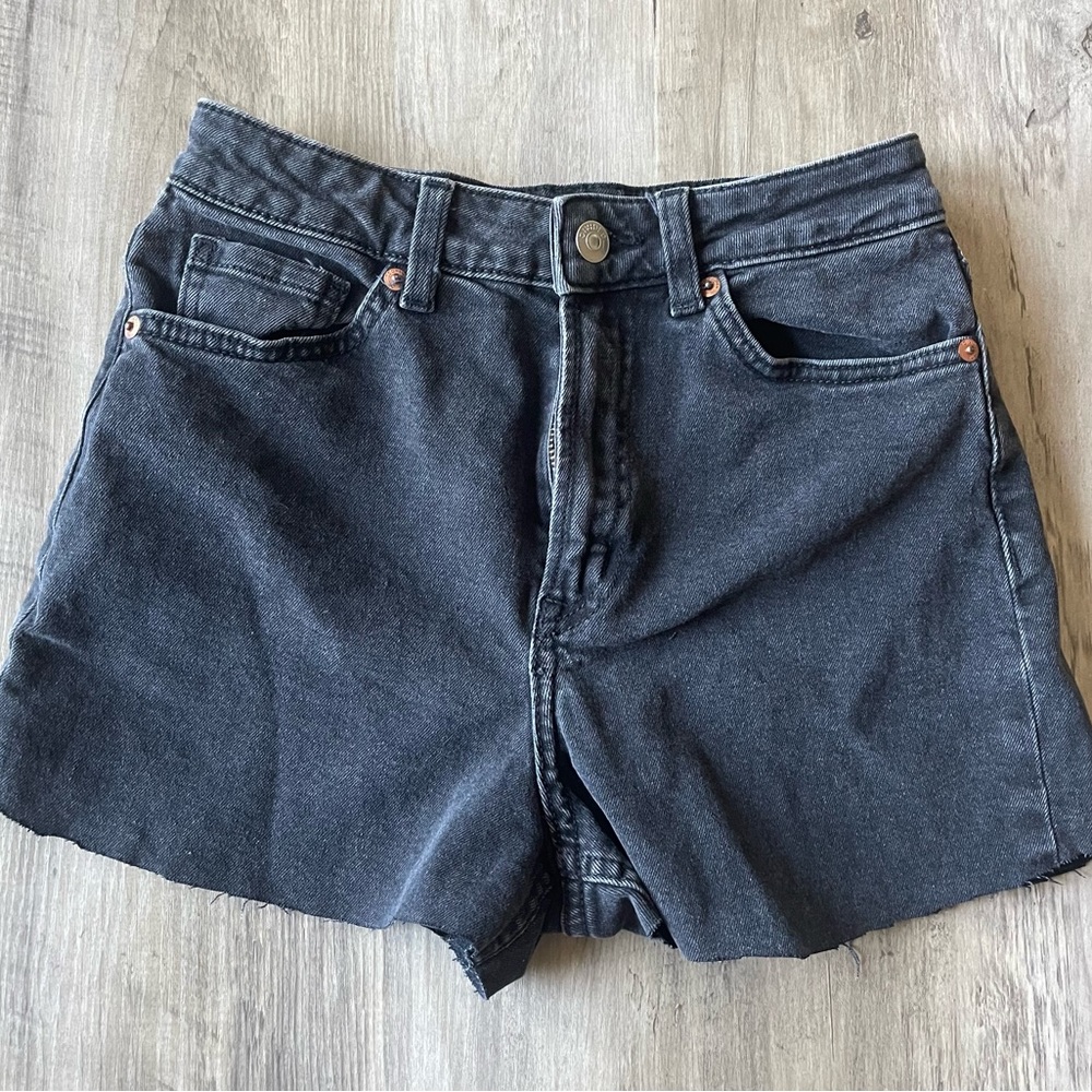Black denim cutoff shorts